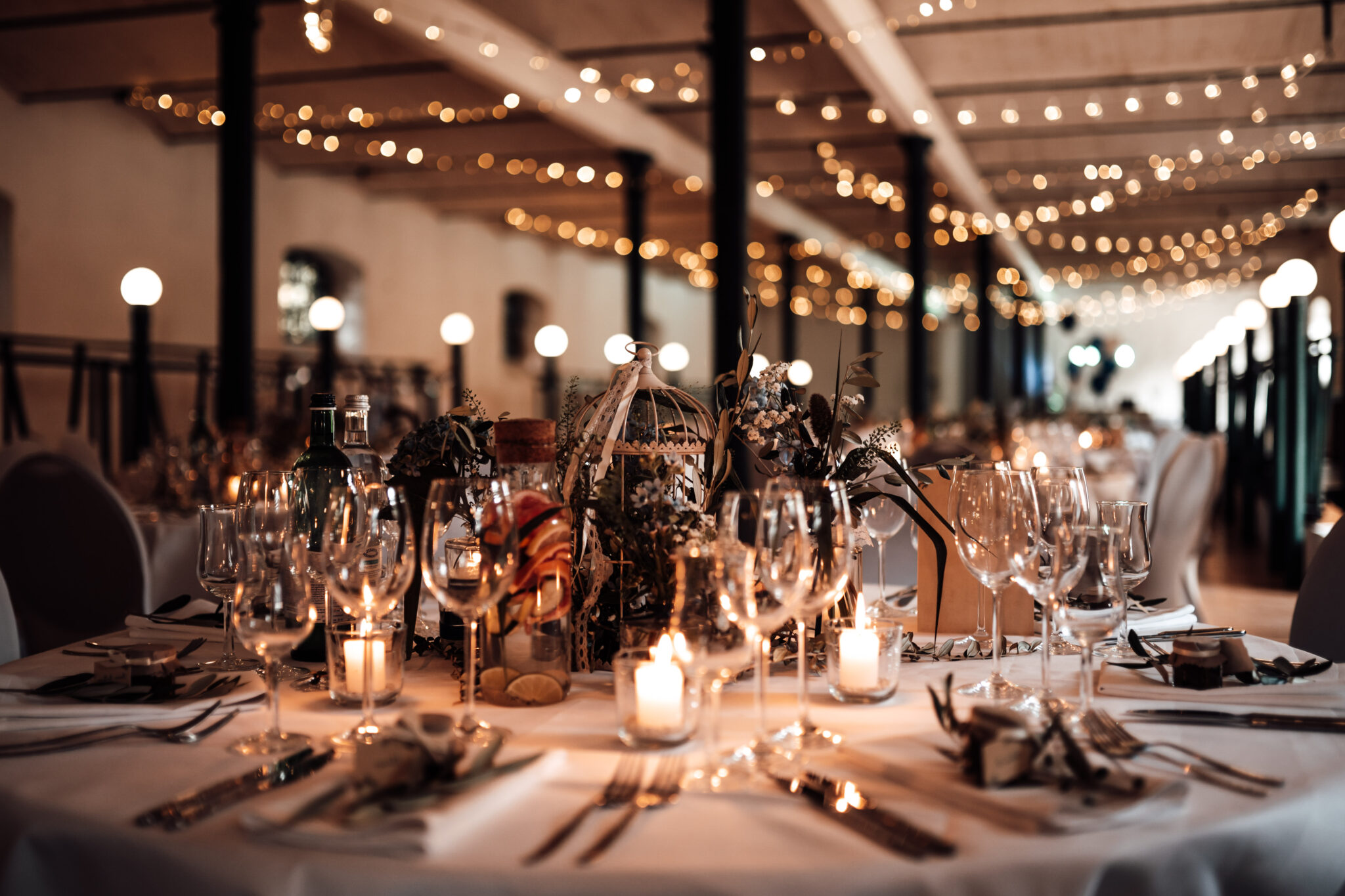 a wedding location with dinner tables